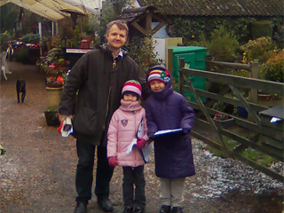 With the principal, Jan, at the entrance to Fanny's Farm, a short distance from the college